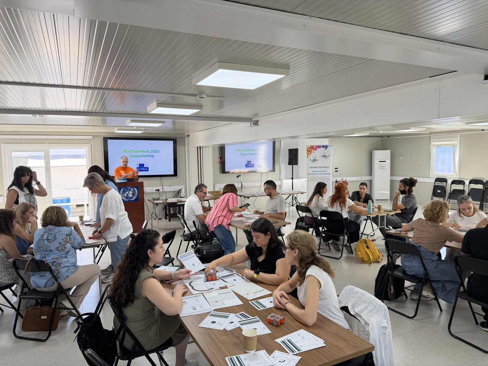 Teachers taking part in a practical training workshop